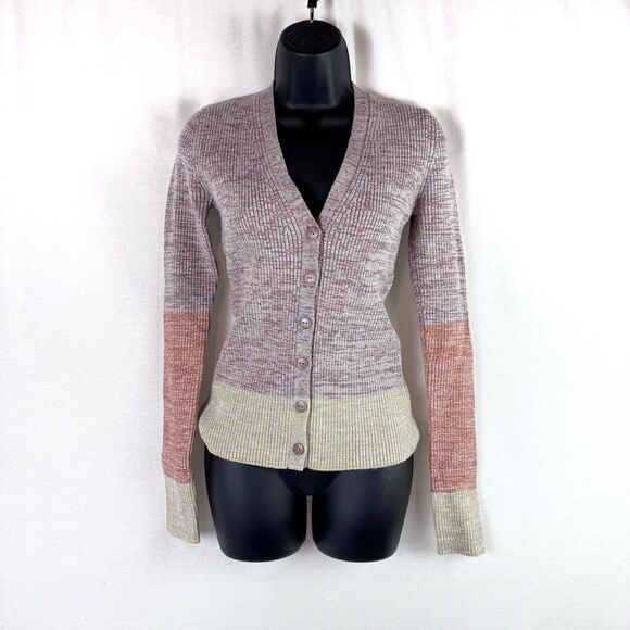 Ulla Johnson Posey Ribbed Knit Cardigan Sweater Pink Contrast Trim XS P - Picture 2 of 6